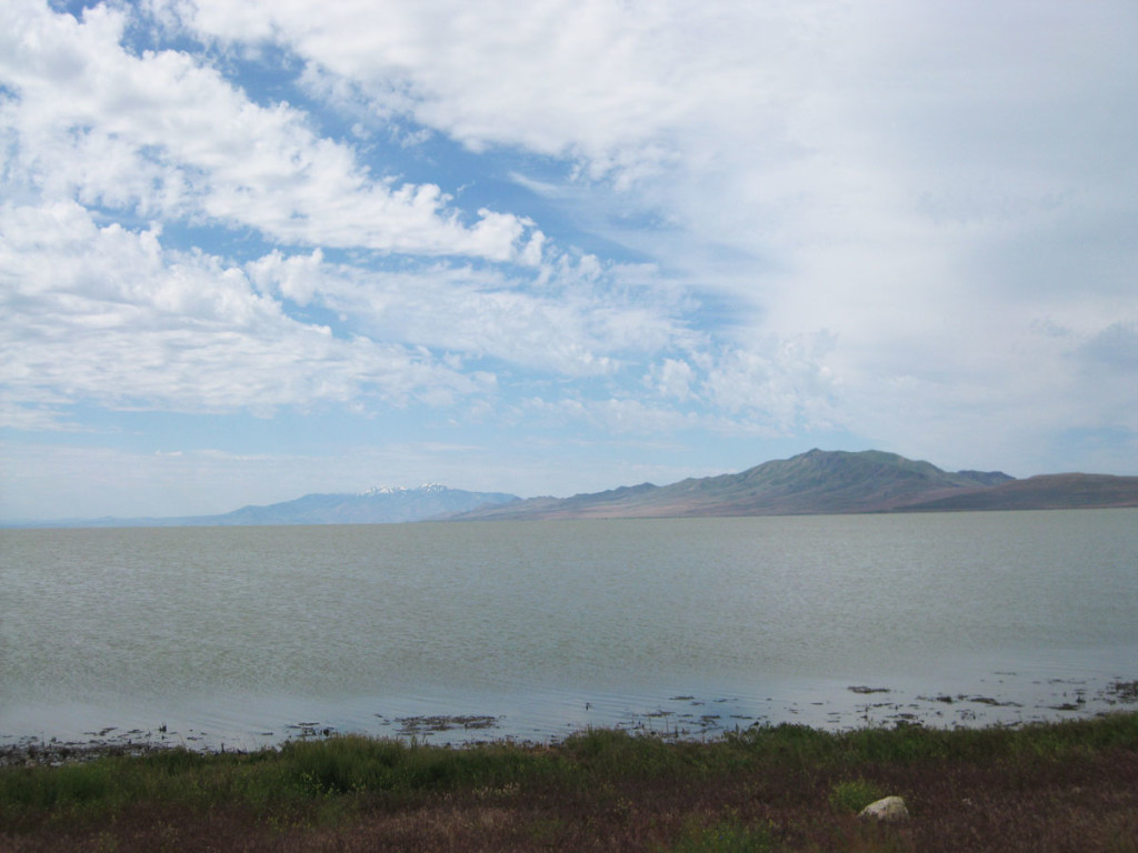 Antelope Island. The mountain that takes up most of the island is Frary Peak.