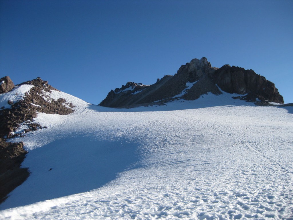 From the summit plateau, looking toward the true summit.