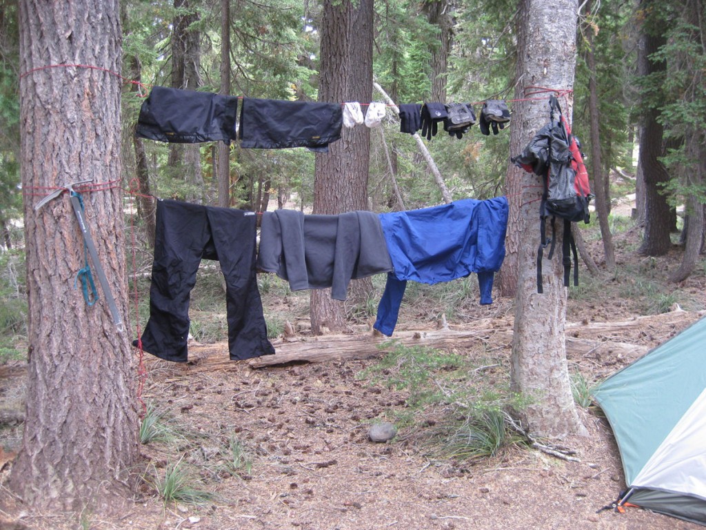 Drying out my gear back at camp.