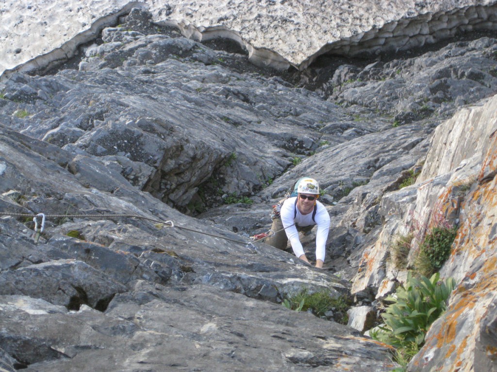 Crisco climbing up pitch 3. Crisco climbing up pitch 3.