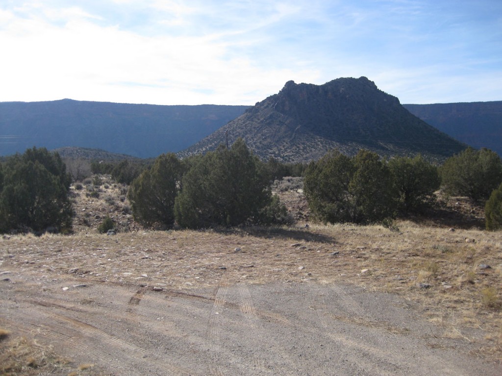 View of Round Mountain from the parking area.