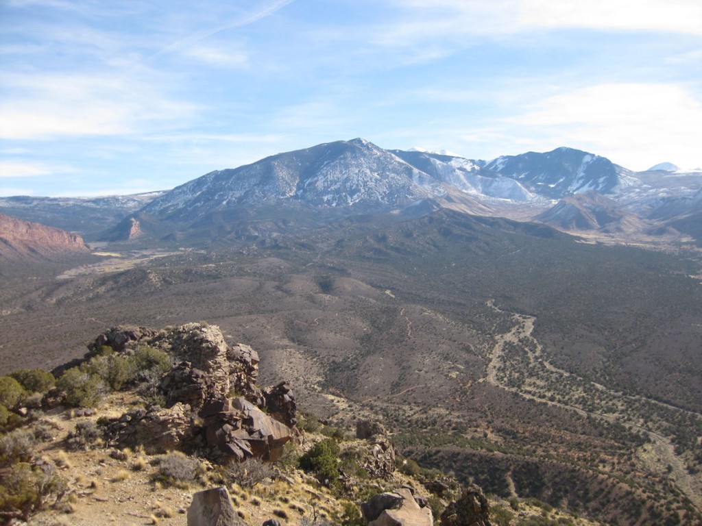 Looking south to the La Sal Mountains.