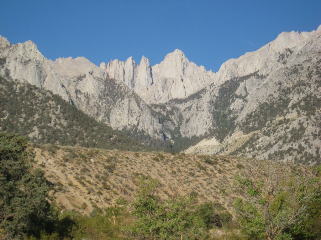 Mt. Whitney and its east face. Mt. Whitney and its east face.