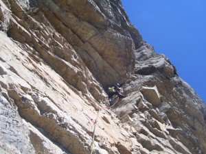 Me on the 5.11 crux pitch, pitch 14. Click for larger version. Me on the 5.11 crux pitch, pitch 14. Click for larger version.