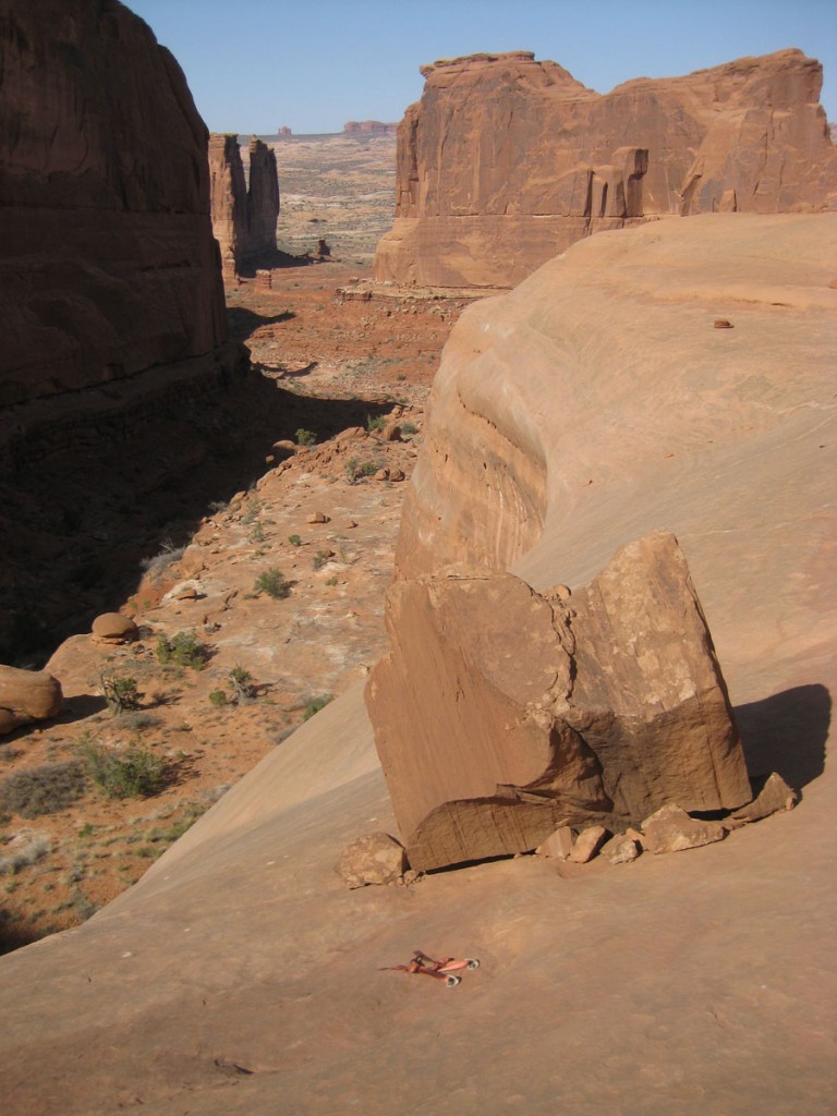 The fourth and final rappel is not downclimbable.  The fourth and final rappel is not downclimbable.