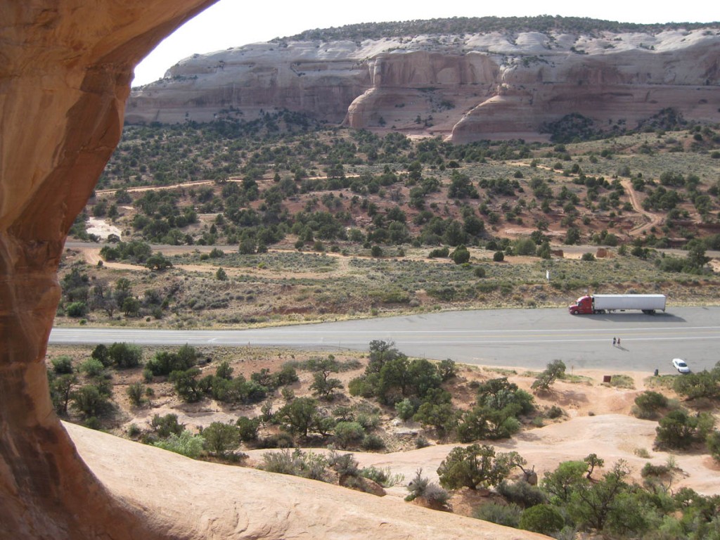 Looking out from mid-rappel. Looking out from mid-rappel.